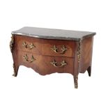 MINIATURE FRENCH MARBLE AND GILT METAL MOUNTED KINGWOOD COMMODE IN LOUIS XV STYLE