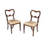 SET OF FOUR WILLIAM IV ROSEWOOD AND LATER TAPESTRY UPHOLSTERED DINING CHAIRS