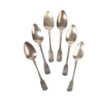 SET OF SIX GEORGE IV SILVER FIDDLE PATTERN TABLE SPOONS