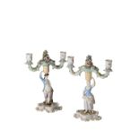 PAIR OF MEISSEN PORCELAIN CANDELABRA, LATE 19TH CENTURY