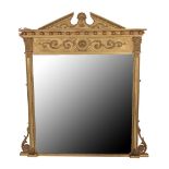 GILTWOOD AND COMPOSITION FRAMED OVERMANTEL WALL MIRROR