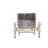 GEORGE III WROUGHT IRON AND BRASS MOUNTED FIREGRATE