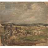 MARK WILLIAM FISHER (1841-1923) Sheep and horses in a landscape