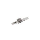 A PLATINUM AND DIAMOND SINGLE STONE RING