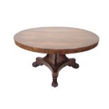GEORGE IV ROSEWOOD AND BRASS MARQUETRY INLAID CIRCULAR BREAKFAST TABLE