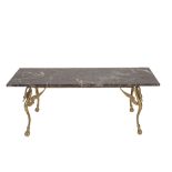 ITALIAN GREEN SERPENTINE MARBLE-MOUNTED BRASS COFFEE TABLE