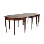MAHOGANY AND SATINWOOD BANDED EXTENDING DINING TABLE