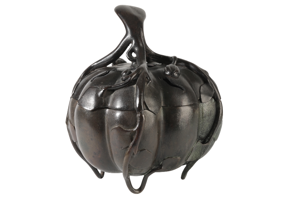 LARGE BRONZE 'PUMKIN' CENSER AND COVER, MING / EARLY QING DYNASTY - Image 2 of 2