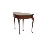 WALNUT DEMI-LUNE CARD TABLE IN GEORGE II STYLE