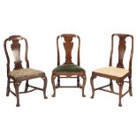ASSOCIATED SET OF SIX LATE QUEEN ANNE/ GEORGE I WALNUT DINING CHAIRS