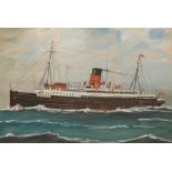 ENGLISH SCHOOL, 20th Century A naive style portrait of the steam ship 'Ben-My-Chree'