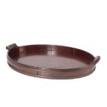 GEORGE II MAHOGANY AND BRASS BANDED OVAL TRAY
