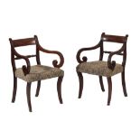 PAIR OF REGENCY MAHOGANY LIBRARY ELBOW CHAIRS