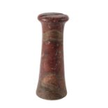 BACTRIAN RED AND STRIATED WHITE MARBLE COLUMN IDOL