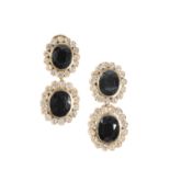 A PAIR OF SAPPHIRE AND DIAMOND EARRINGS