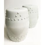 PAIR OF WHITE-GLAZE BARREL-FORM GARDEN SEATS, QING DYNASTY