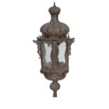 VENETIAN REPOUSSE WORKED AND CAST COPPER LANTERN