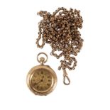 14CT GOLD GENTLEMAN'S OPEN-FACED FOB WATCH