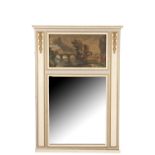 **LOT WITHDRAWN** A PAINTED WOOD FRAMED TRUMEAU MIRROR IN 18TH CENTURY TASTE