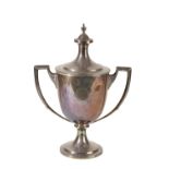 LARGE GEORGE V SILVER TWIN HANDLED TROPHY CUP AND COVER, LIONEL ALFRED CRICHTON, LONDON 1917