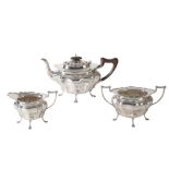 EDWARDIAN SILVER THREE-PIECE TEA SET