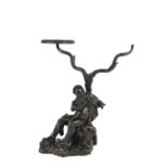 NEAPOLITAN PATINATED BRONZE GRAND TOUR MODEL OF A ROMAN OIL LAMP STAND