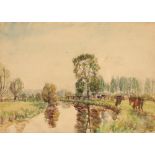 MARK WILLIAM FISHER (1841-1923) Cattle beside a river