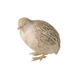 FINE JAPANESE CARVED IVORY QUAIL, MEIJI PERIOD