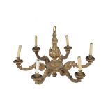 GILT BRONZE SIX LIGHT CHANDELIER IN REGENCE STYLE