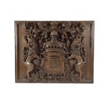 MAGNIFICENT AND SUBSTANTIAL PRUSSO-POLISH SCULPTED OAK ARMORIAL PANEL