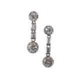 A PAIR OF ART DECO DIAMOND DROP EARRINGS