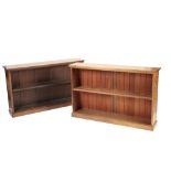 TWO SIMILAR OPEN BOOKCASES