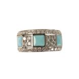 AN 18 CARAT GOLD DIAMOND AND TURQUOISE RING BY PICCHIOTTI