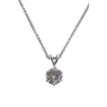 A DIAMOND SOLITAIRE PENDANT NECKLACE