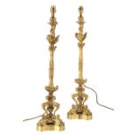 PAIR OF GILT BRONZE TABLE LAMPS