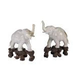 PAIR OF JADEITE ELEPHANTS, REPUBLIC PERIOD