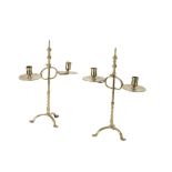 PAIR OF ADJUSTABLE BRASS TWIN LIGHT CANDELABRA IN DUTCH 18TH CENTURY STYLE