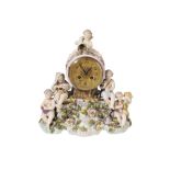 SITZENDORF PORCELAIN CLOCK GARNITURE, LATE 19TH CENTURY