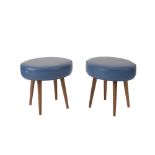 PAIR OF OVAL CUSHIONED STOOLS