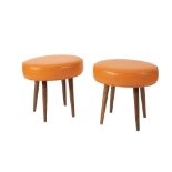 PAIR OF OVAL CUSHIONED STOOLS