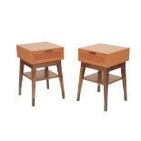 PAIR OF BESPOKE BEDSIDE CABINETS IN ORANGE