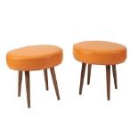 PAIR OF OVAL CUSHIONED STOOLS