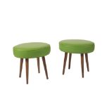 PAIR OF OVAL CUSHIONED STOOLS