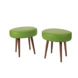 PAIR OF OVAL CUSHIONED STOOLS