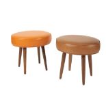 PAIR OF OVAL CUSHIONED STOOLS