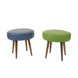 PAIR OF OVAL CUSHIONED STOOLS