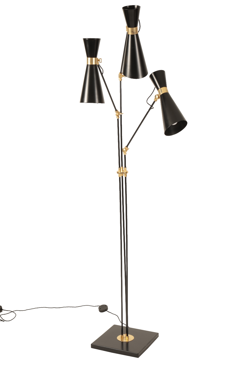 BLACK TRIPLE PILLAR ADJUSTABLE FLOOR LAMP