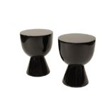 PAIR OF BLACK LACQUERED "TAM TAM STOOLS" BY POLS POTTEN