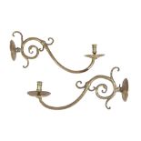 PAIR OF 17TH CENTURY STYLE BRASS WALL SCONCES