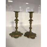 PAIR OF GEORGE II STYLE BRASS CANDLESTICKS